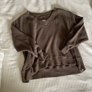 American eagle waffle knit v neck sweatshirt